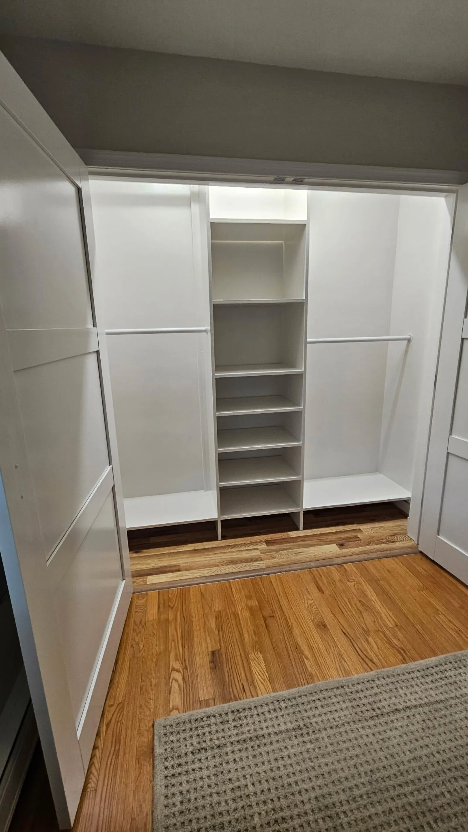 Custom closet built-in shelving system installed